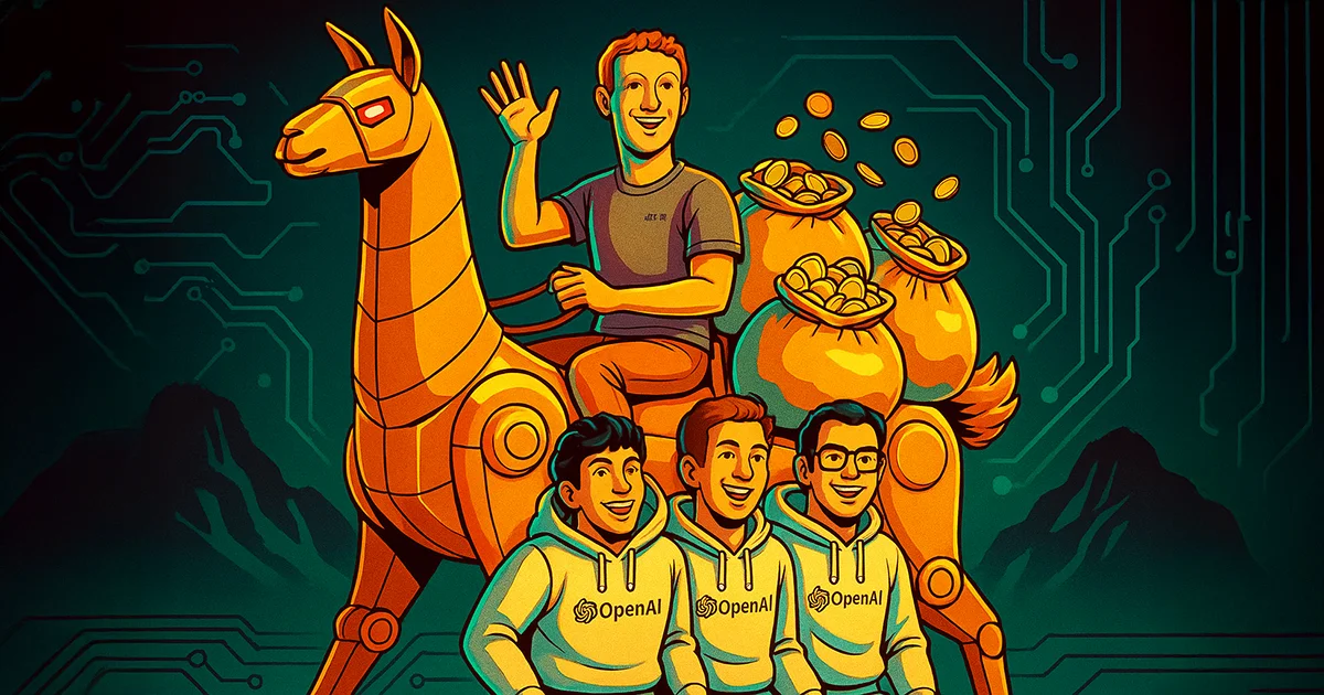 Zuckerberg auf seinem Lama wirft mit Geld um sich